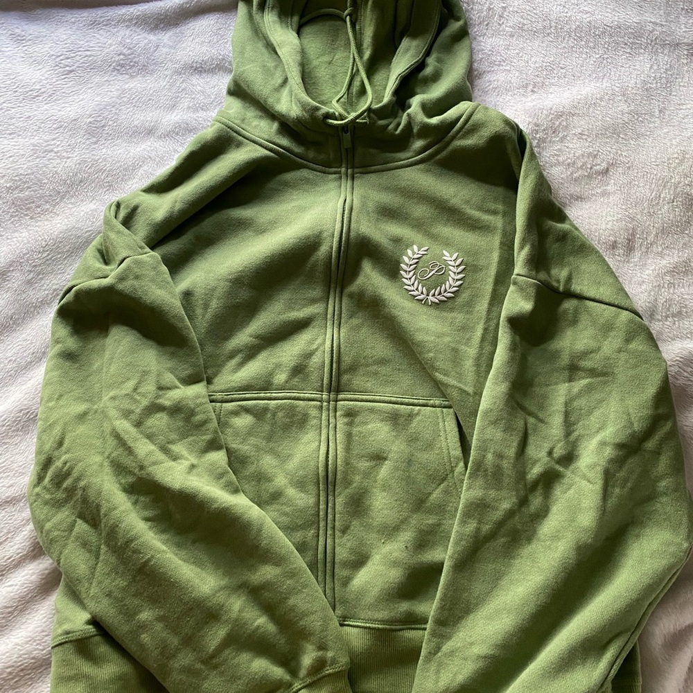Green Zip-Up Hoodie with Logo